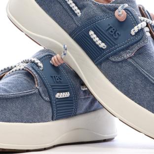 Zapatos náuticos azules para mujer TBS de lona de algodón color arcilla ver 0