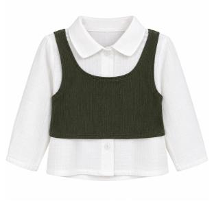 Blouse Blanc/Kaki Bébé Fille P'tit Mome Pauline vue 0