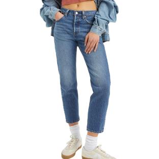 Jean 501 Bleu Clair foncé Femme Levi's Original Cropped pas cher