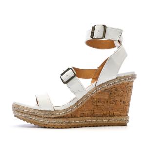 Sandales Compensée Blanches Femme Chattawak Summer Camel vue 0