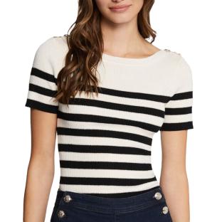 T-Shirt Beige/Noir/Doré Femme Morgan MPIA pas cher