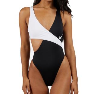 Maillot de bain 1 piece Noir/Blanc Femme Nike Crossover pas cher