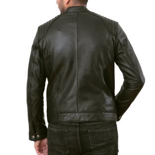 Blouson cuir Noir Homme Schott Biker Leather vue 2