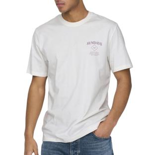 T-Shirt Blanc/Mauve Homme Only & Sons Mountain vue 0
