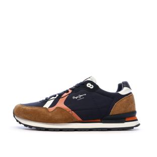 Baskets Marine/Marron Femme Pepe jeans Brit Mixt pas cher
