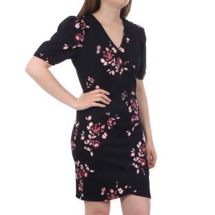 Robe Tulipe Marine/Rose à fleurs Femme Vero Moda Elisa pas cher