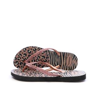 Tongs Noir/Rose Havaianas Slim Animal Infradito vue 0