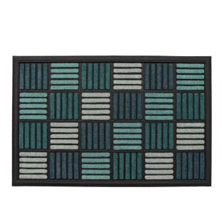 Tapis Extérieur Imprimé Bleu Luance 60x40cm Carreaux pas cher