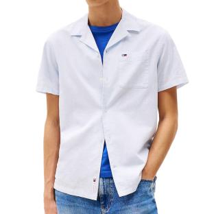 Chemisette Bleu Clair Homme Tommy Hilfiger Linen Blend Camp-aruba pas cher
