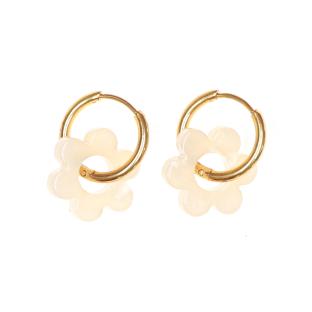 Boucles Oreilles Blanches Femme Clio Blue Fleurs 14mm pas cher