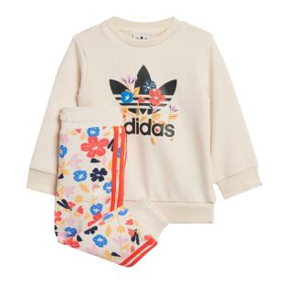 Survêtement Écru Fille Adidas Floral Crew Set pas cher
