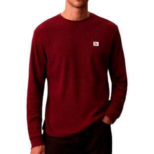 Sweat Bordeaux Homme Calvin Klein Jeans Waffle Badge pas cher