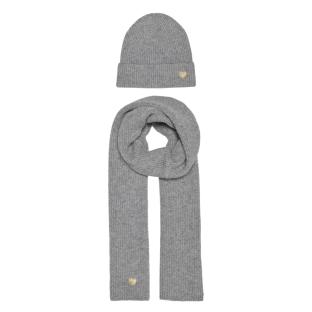 Bonnet + Echarpe Gris Femme Only Life Beanie pas cher