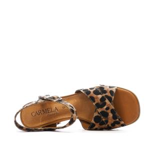Sandales Marron/Noir Femme Carmela Leopardo vue 0