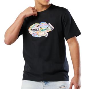 T-shirt Noir Homme Converse Sticker pas cher
