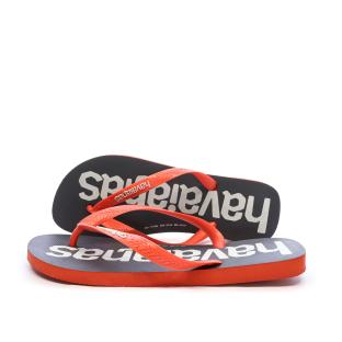 Tongs Noir/Rouge Homme Havaianas Logomania pas cher