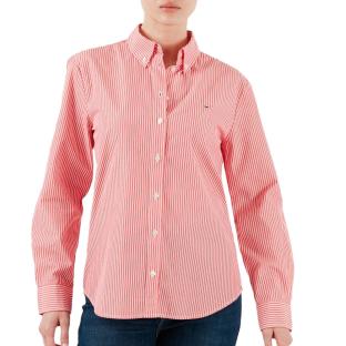 Chemise Rayure Rouge Femme Tommy Hilfiger Pinstripe pas cher