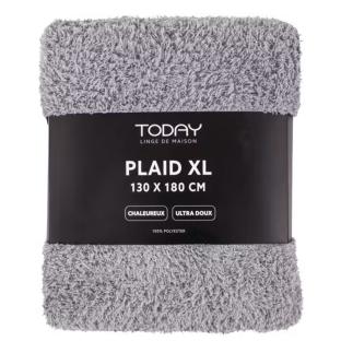 Plaid Gris Clair Today Teddy Fusain 130x180 cm vue 0