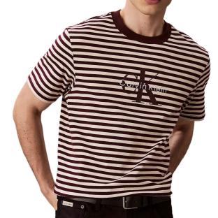 T-Shirt à Rayure Marron/Écru Homme Calvin Klein Jeans 20s Stripe vue 0