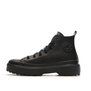 Baskets Noires Femme Converse All Star Lugged Lift Platform Leather pas cher