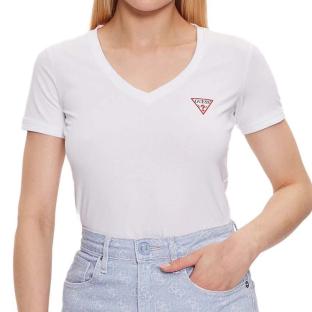 T-shirt Blanc Femme Guess Mini Triangle pas cher