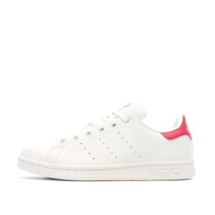 Baskets Blanches/Roses Fille Adidas Stan Smith J pas cher