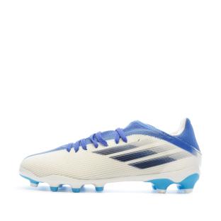 Chaussures de Football Blanche/Bleu Garçon Adidas X Speedflow.3 Mg J pas cher