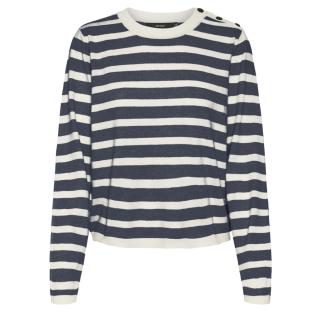 Pull Rayure Marine/Écru Femme Vero Moda Fantastic Button vue 3