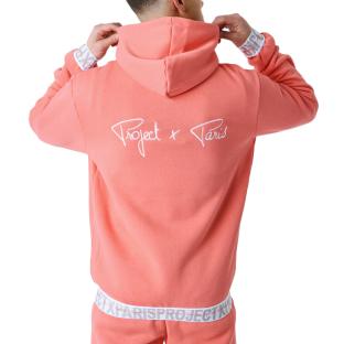 Sweat à Capuche Zippé Rose Homme Project X Paris Logote vue 2