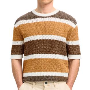 Pull Marron/Blanc Homme Selected 16097853 pas cher
