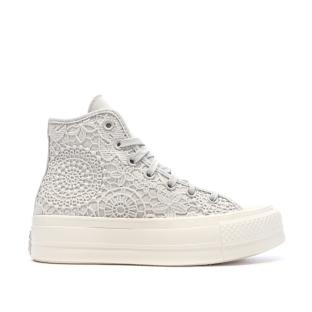Baskets Grises Dentelle Femme Converse Chuck Taylor All Star Lift vue 2