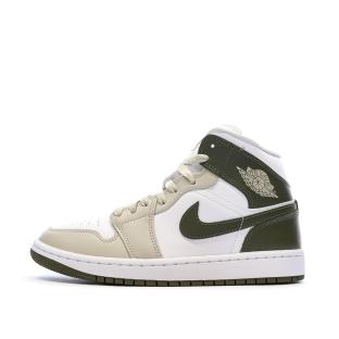 Baskets Beige/Kaki Mixte NIKE Air Jordan 1 Mid Rose pas cher