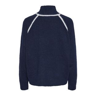 Pull Marine/Blanc Femme Pieces Lola vue 2