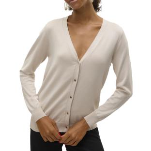 Gilet Beige Femme Vero Moda Silje V-neck Cardigan Moonbeam pas cher