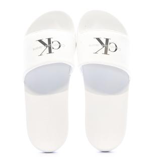 Claquettes Blanches Homme Calvin Klein Jeans Slide Monogram vue 3