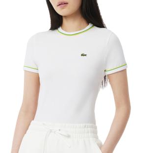 T-shirt Blanc Femme Lacoste Contrast Accent vue 0