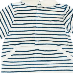 Pyjamas Rayures Blanc/Bleu Garçon Elle est ou la mer Jama vue 2