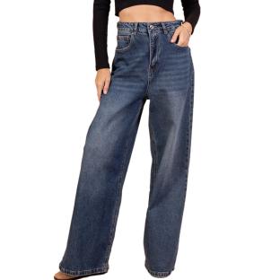 Jean Baggy Bleu Foncé Femme Monday Premium Wide Leg pas cher