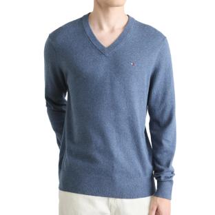 Pull Bleu Moyen Homme Tommy Hilfiger Pima pas cher