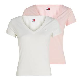 2x T-shirt Blanc/Rose Femme Tommy Hilfiger DW0DW21367 pas cher