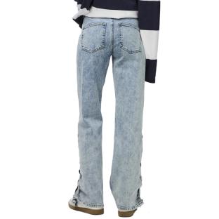 Jean Droit Bleu Femme Pieces Fenda vue 2