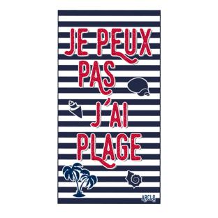 Serviette Blanche/Marine/Rouge Mixte Arclo Rayé Plage pas cher