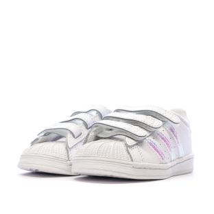 Basket Blanches Fille Adidas SUPERSTAR CF I vue 6