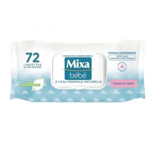 Lingettes à l’Eau Minérale Naturelle MIXA Bébé (x72unités) pas cher