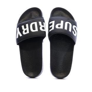 Claquettes Noir/Blanc Homme Superdry Pool Slide vue 0