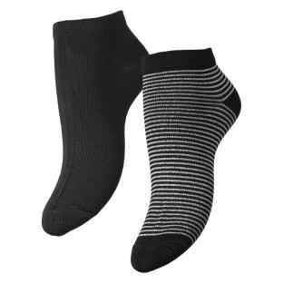 X2 Paires de Chaussettes Noires/Argent Femme Pieces Claura pas cher
