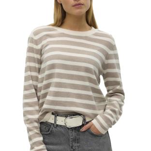 Pull Rayure Beige/Écru Femme Vero Moda Fantastic Button pas cher
