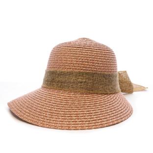 Chapeau de soleil en paille rose Via Lorenzo Pan Coupe Ocean vue 0