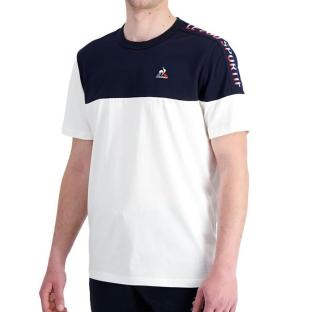 T-shirt Marine/Blanc Homme Le Coq Sportif Optical pas cher