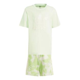 Ensemble survêtement Vert Enfant Adidas Short Tee Set pas cher